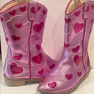Glittery Pink Heart Kids Boots
